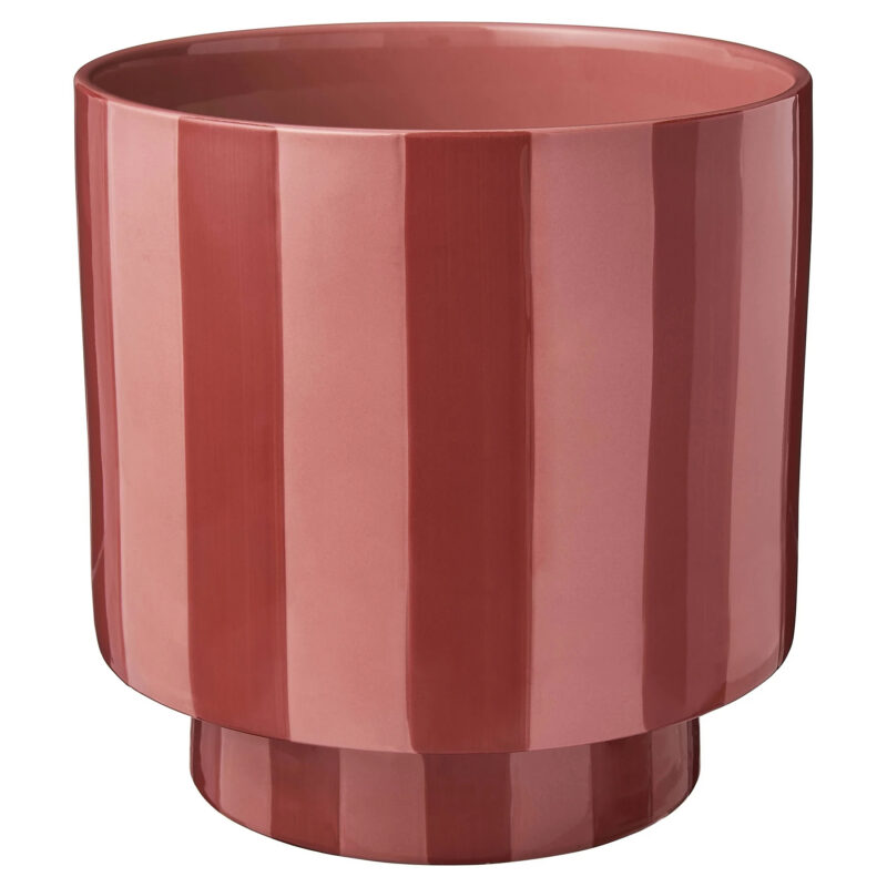 Mainstays Lauren Round Ceramic Planter, Coral Peony and Bisque, 8.25" x 8.25" x 8"