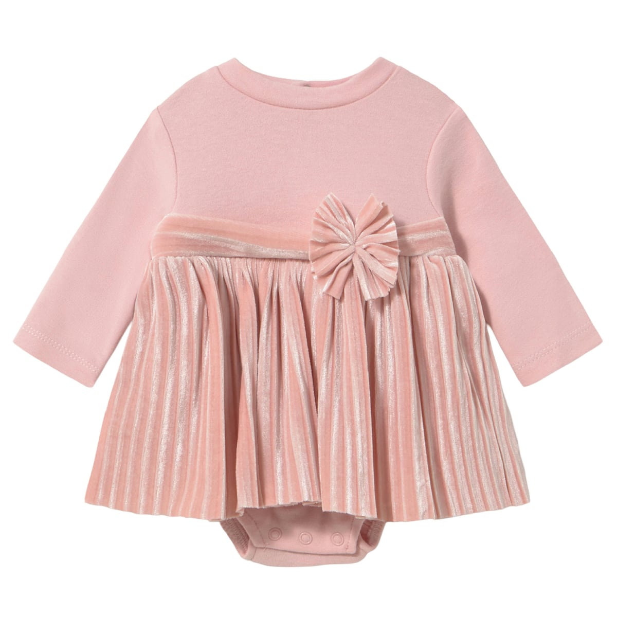 Baby Rose Pleated Dress with Bow Detail