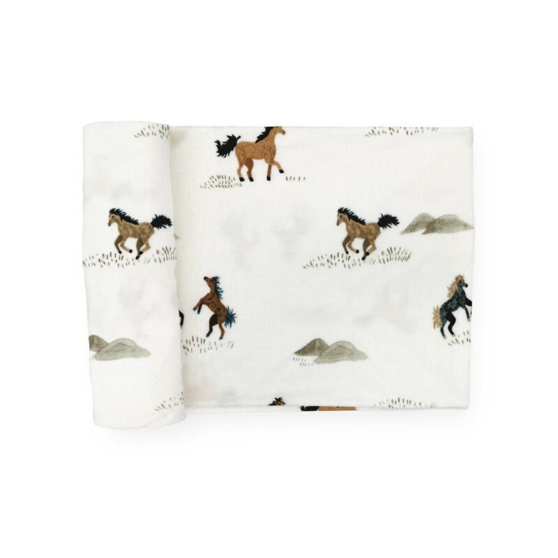 Stretch Knit Swaddle Blanket - Wild Horses