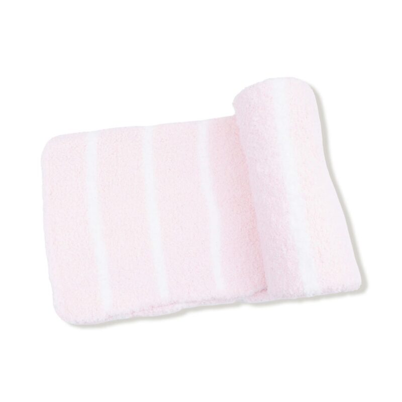 Chenille - Pretty Pink & Ivory Stripe Receiving Blanket