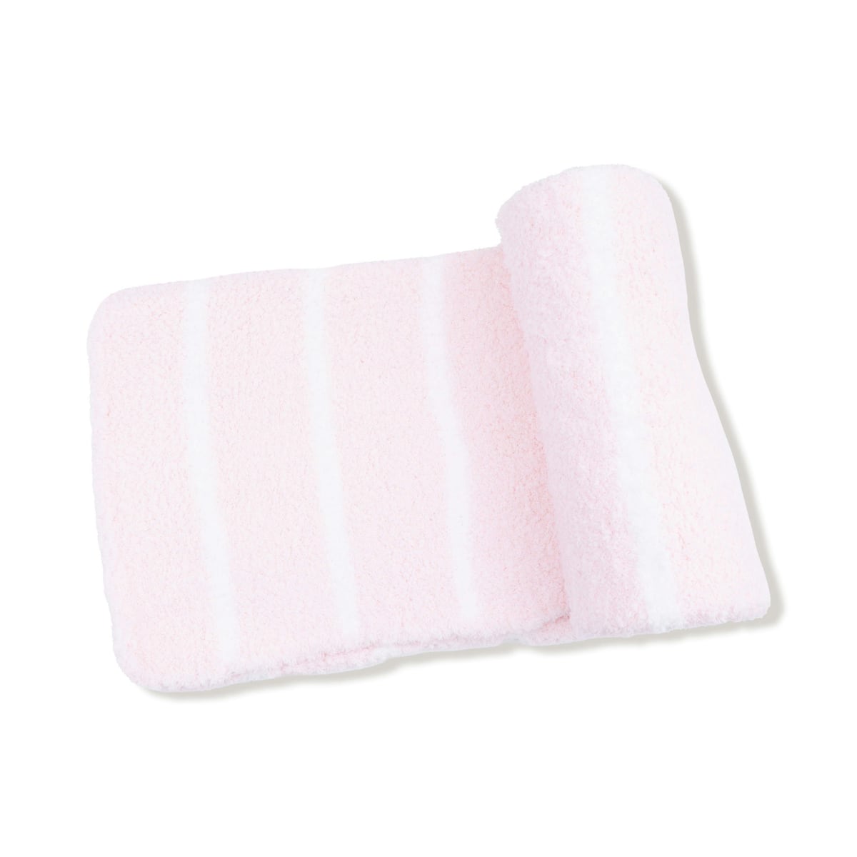 Chenille - Pretty Pink & Ivory Stripe Receiving Blanket