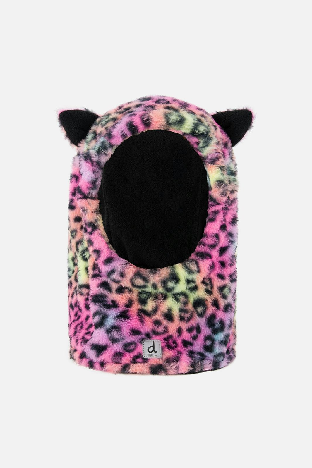Oversized Polar Balaclava For Ski Helmet Multicolored Leopard Fur