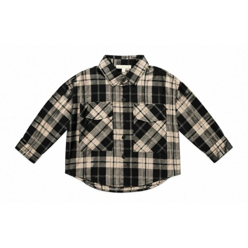Black Plaid Cotton Button Up Shirt