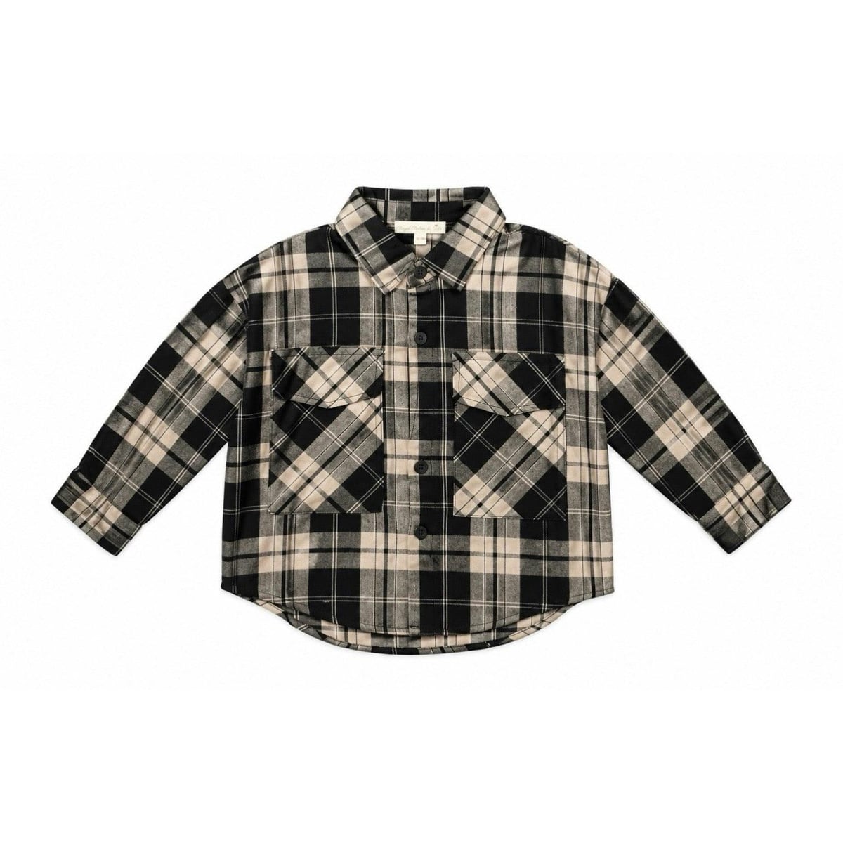 Black Plaid Cotton Button Up Shirt