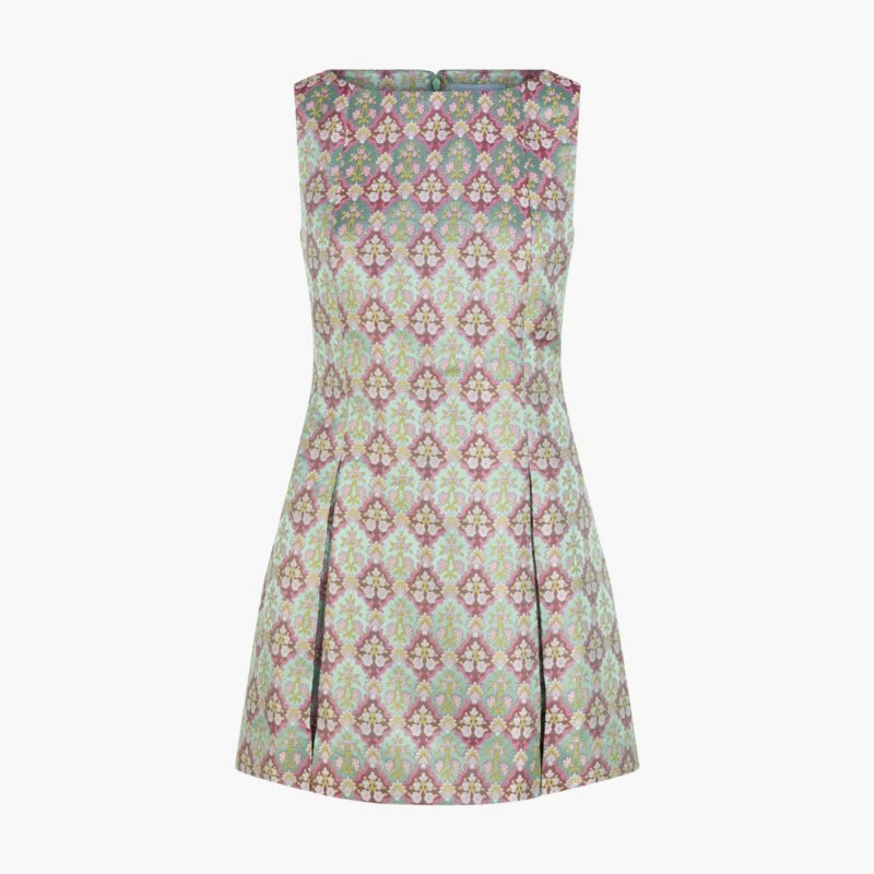 The Shayla Dress - Baroque Diamond Block Berry/Green