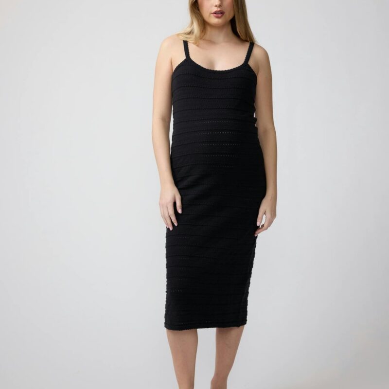 Sleeveless Pointelle Knit Maternity Midi Dress