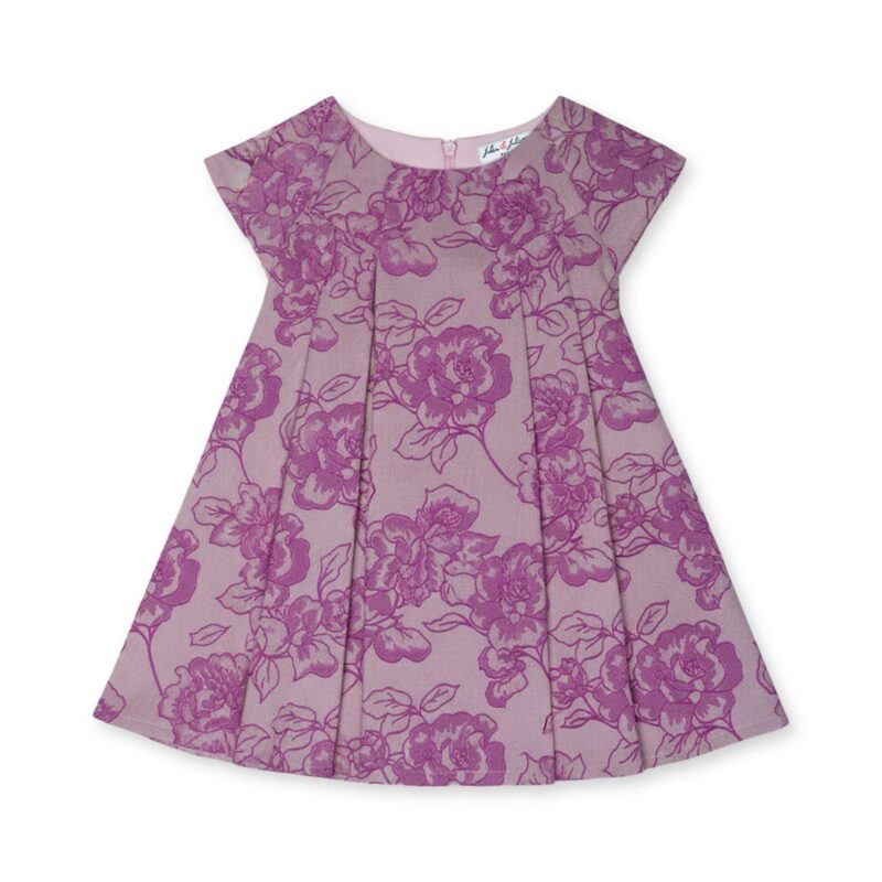 Rose Baby Dress, Purple Flower Jacquard