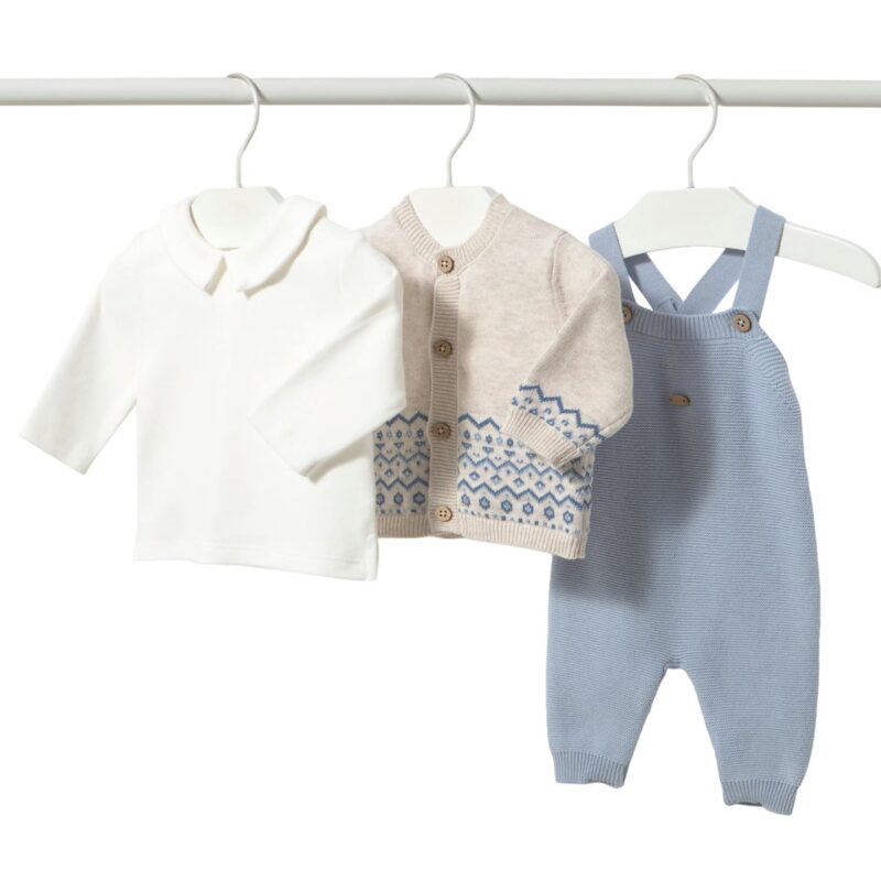Blue Geometric Knit Baby Ensemble