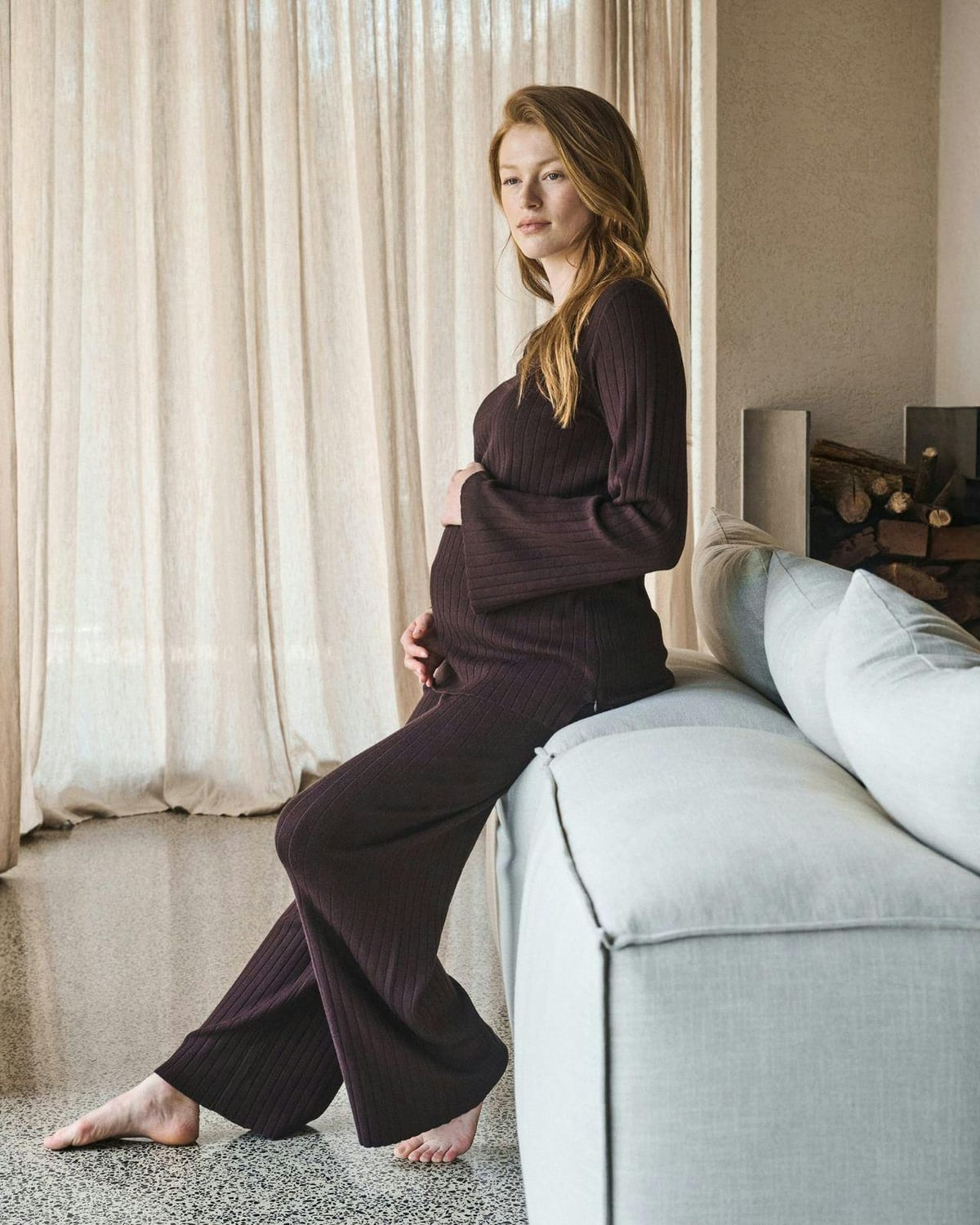 Dallas Rib Knit Pant Cocoa