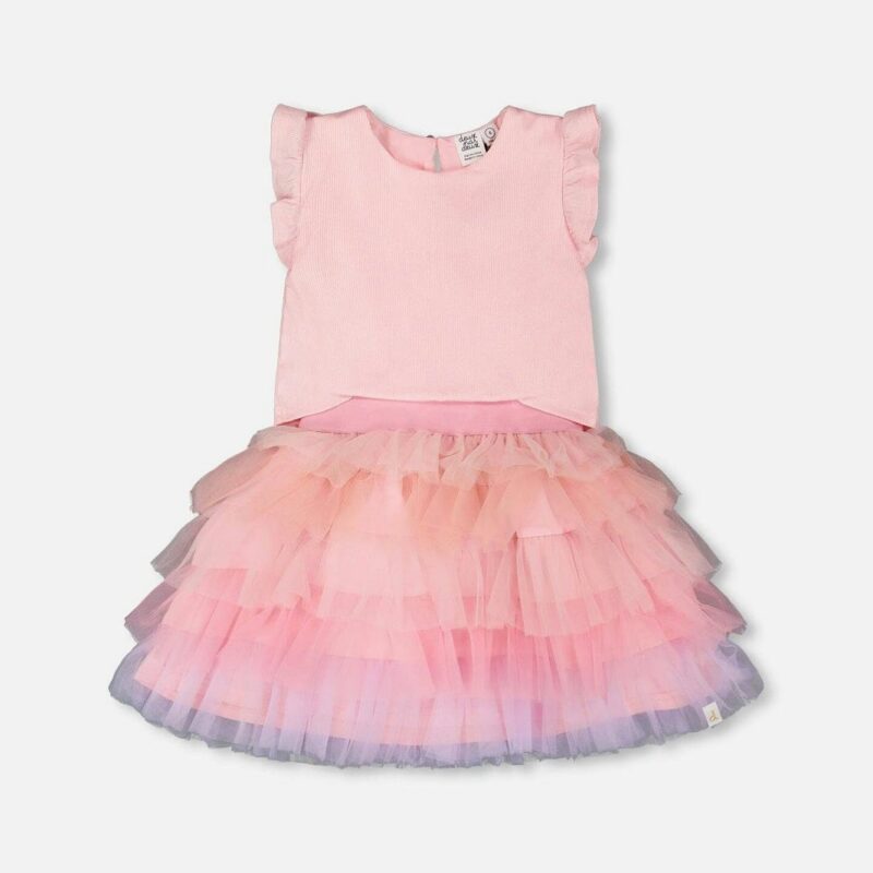 Bi-Material Dress Pale Pink
