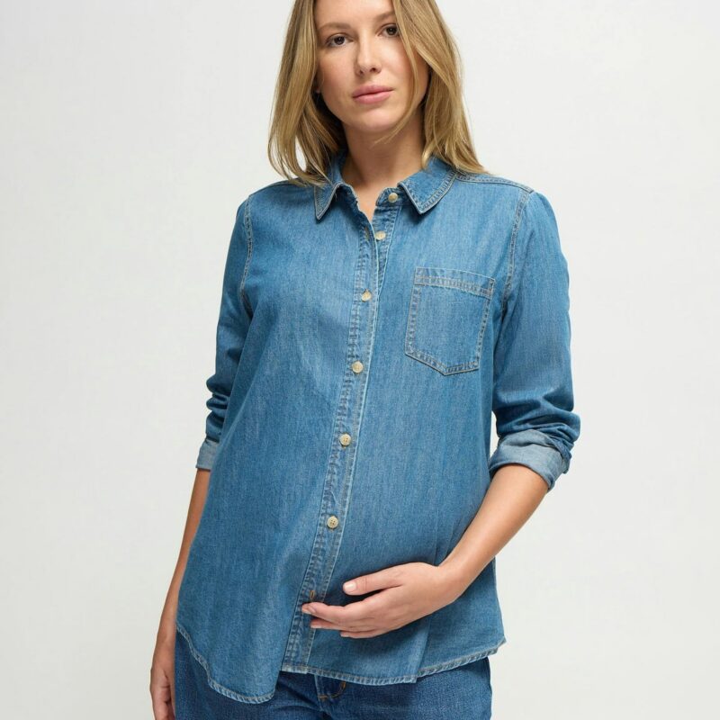 Maternity & Nursing Denim Button-Down Shirt