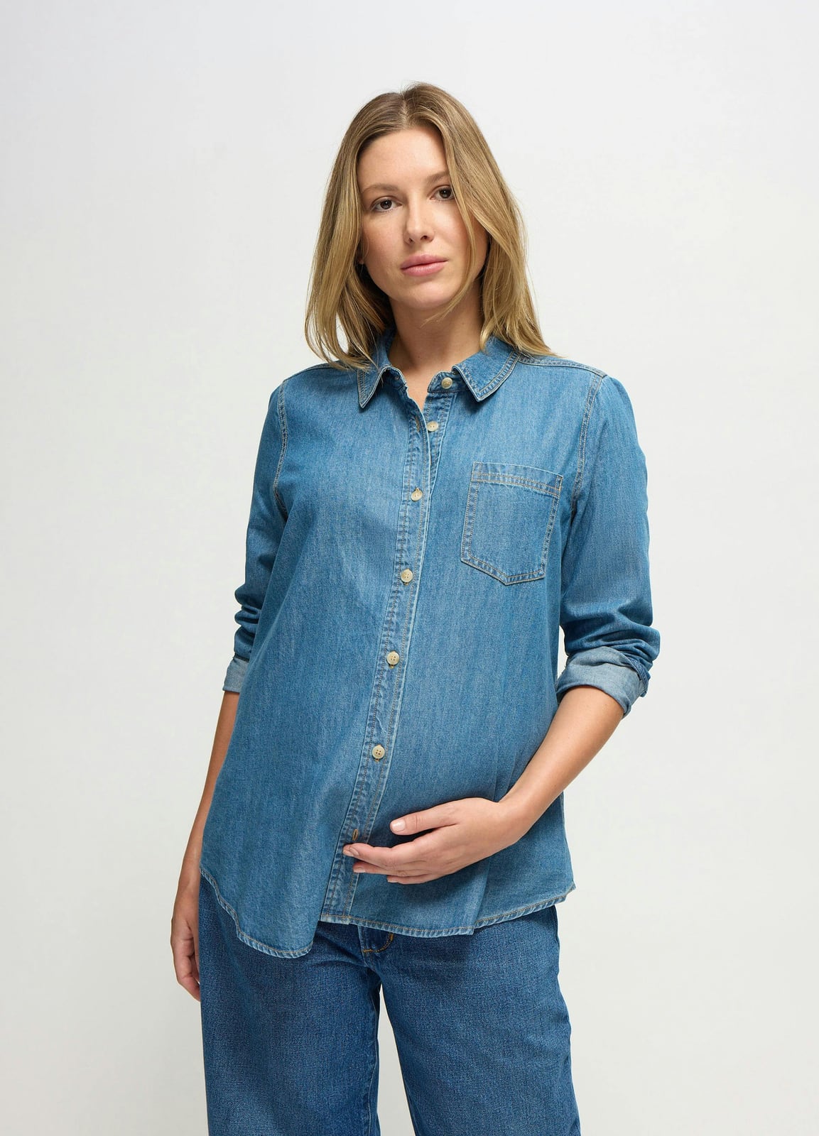 Maternity & Nursing Denim Button-Down Shirt