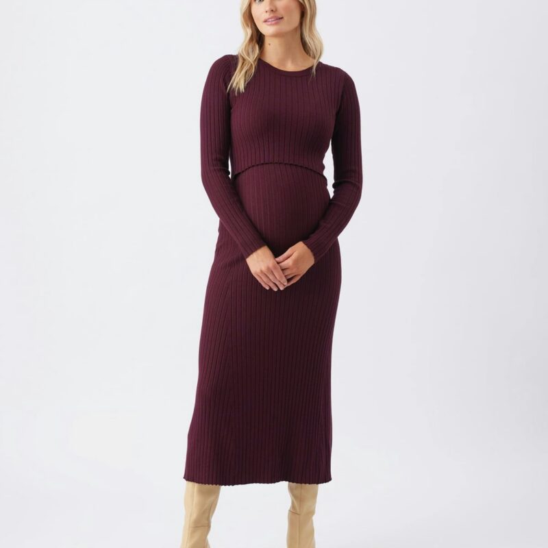 Eden Knit Nursing Dress Maroon