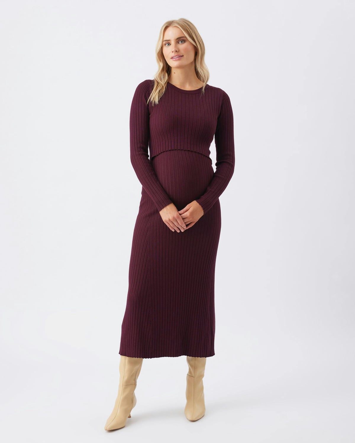 Eden Knit Nursing Dress Maroon