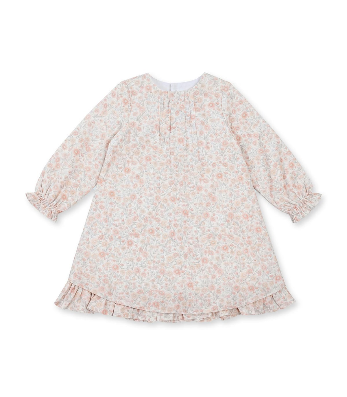 Elise Baby Dress Long Sleeves, Flowery Light Pink