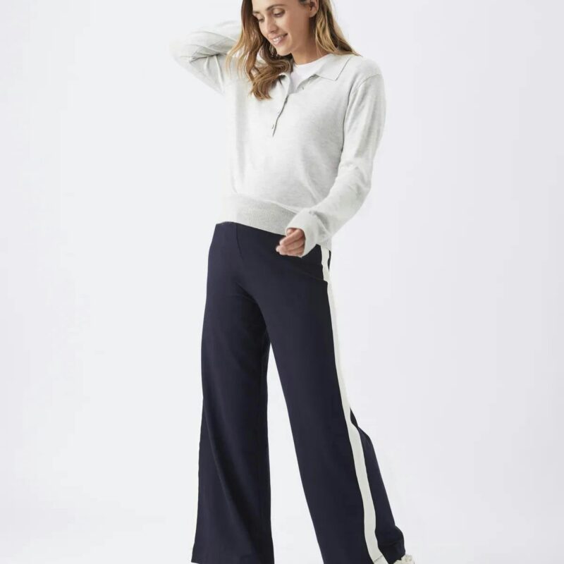 Ari Wide Leg Pant Midnight / White