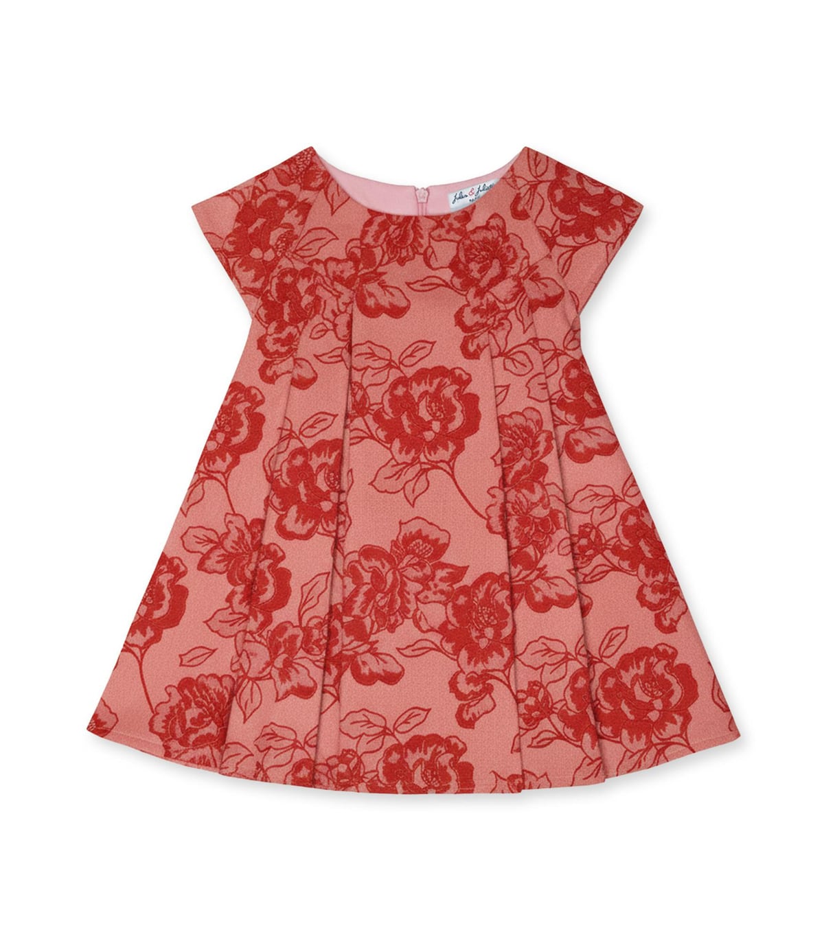 Rose Baby Dress, Red Flower Jacquard