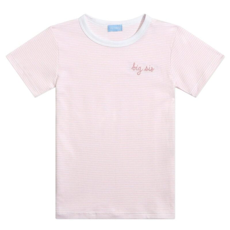 "Big Sis" Short Sleeve Tee in Pink Stripe