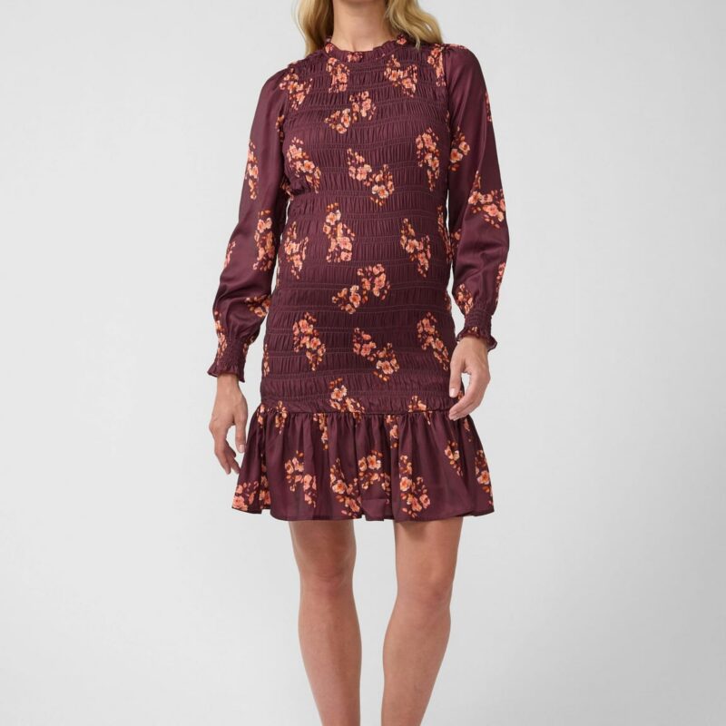 Long Sleeve Smocked Maternity Mini Dress