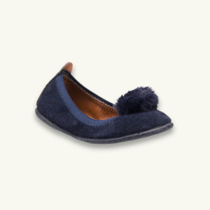 Suede Pom-Pom Ballet Flat | Blue