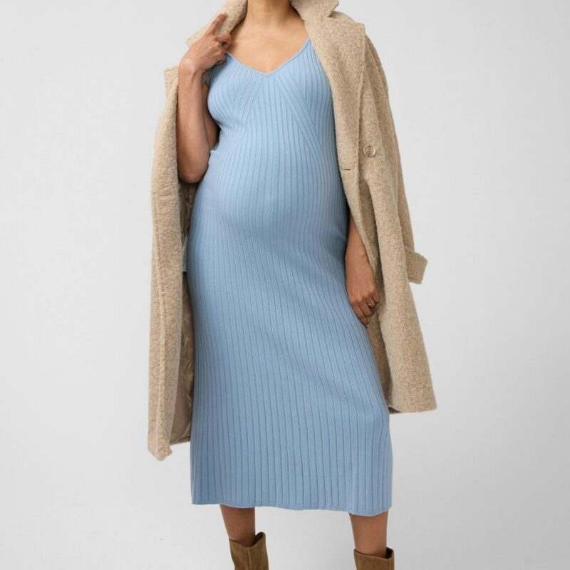Sleeveless Rib Sweater Maternity Nursing Midi Dress