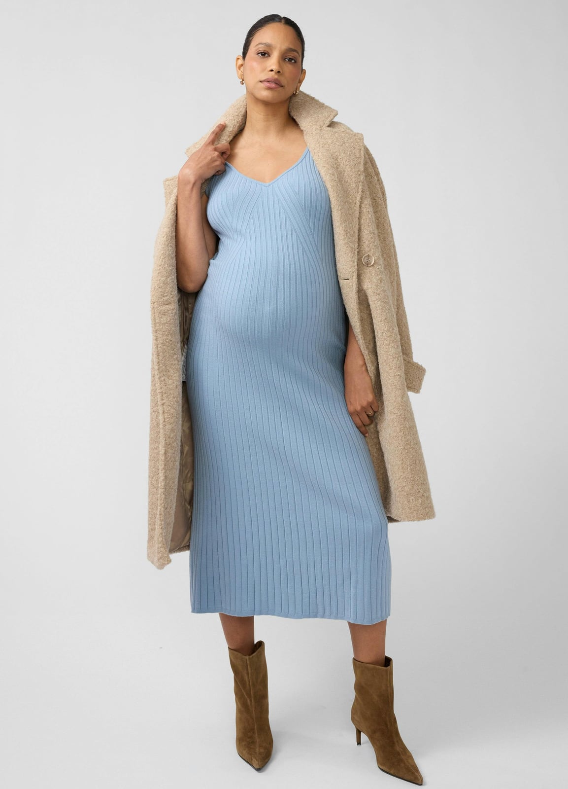 Sleeveless Rib Sweater Maternity Nursing Midi Dress