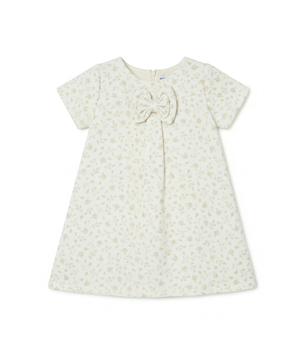 Elsa Baby Dress, French Jacquard - White Gold Lily