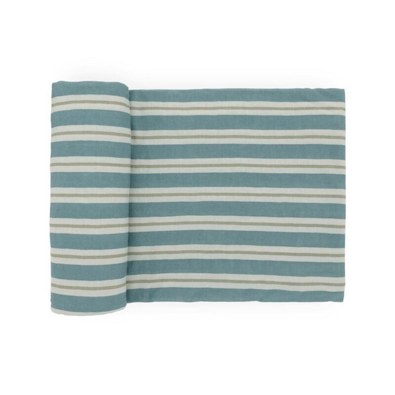 Stretch Knit Swaddle Blanket - Blue Vintage Stripe