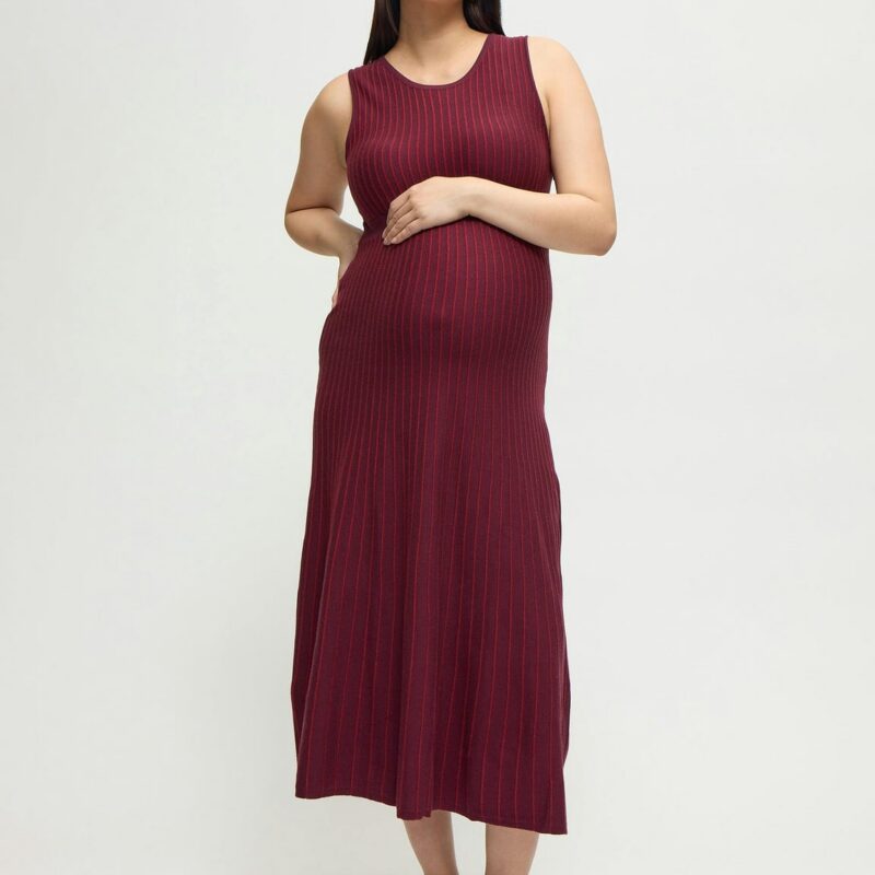 Striped Sleeveless Sweater Maternity and Nursing Midi Dress