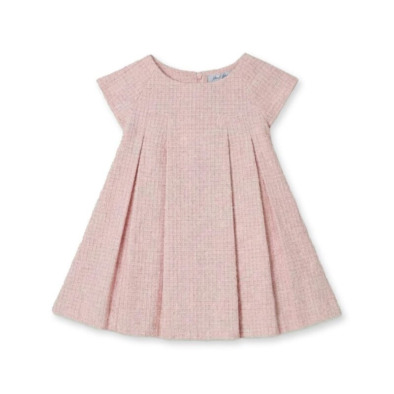 Rose Tweed Baby Dress, Powder Pink