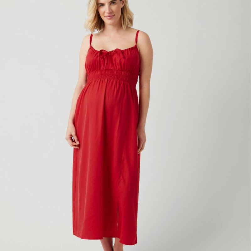 Sleeveless Lyocell Maternity Nursing Midi Dress