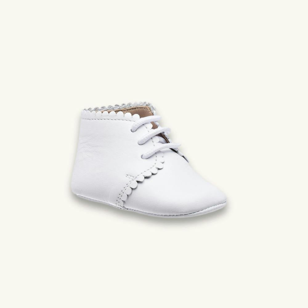 Baby Scalloped Bootie | White Leather