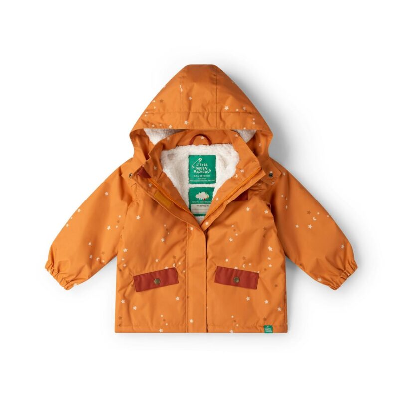 Gold Stars Recycled Waterproof Adventure Winter Coat, Gold