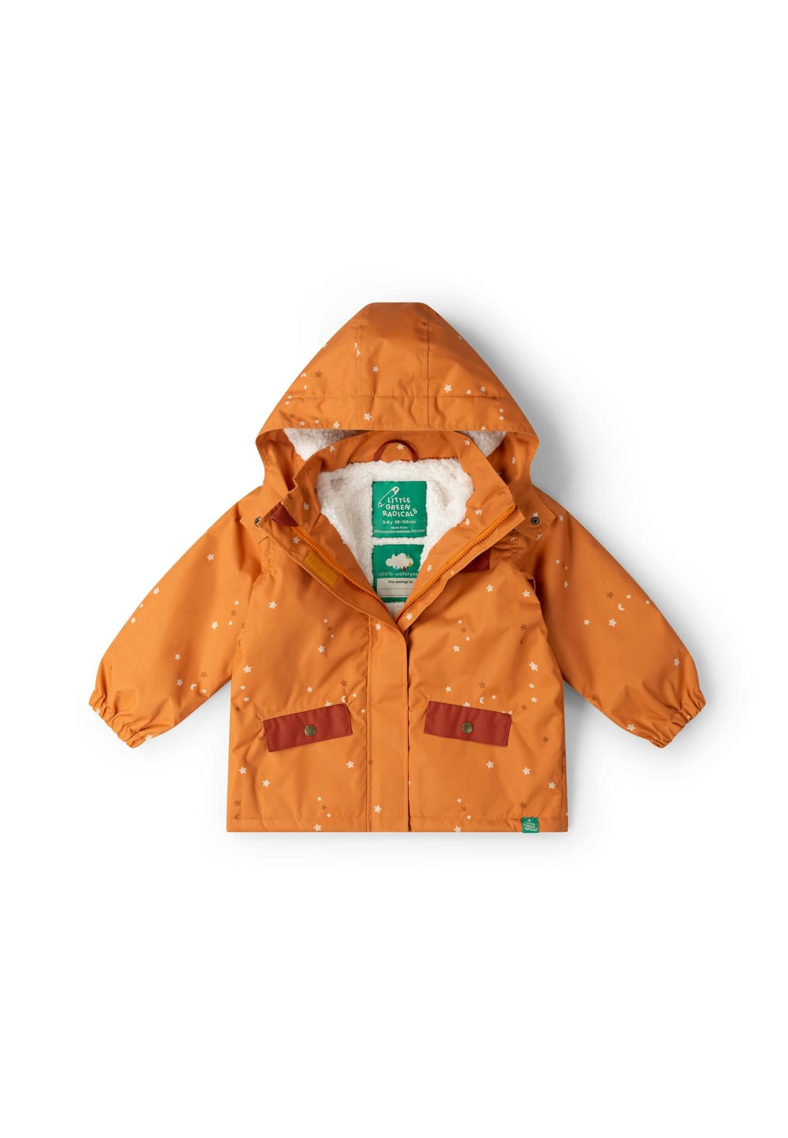 Gold Stars Recycled Waterproof Adventure Winter Coat, Gold