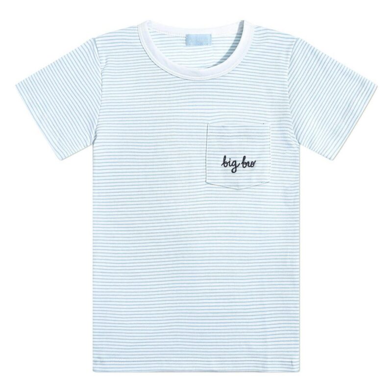 "Big Bro" Short Sleeve Tee in Light Blue Stripe