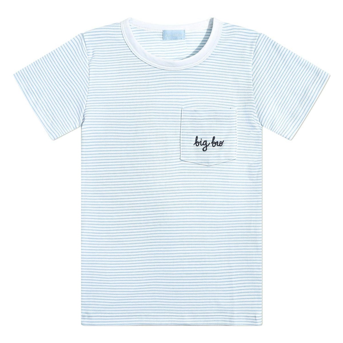 "Big Bro" Short Sleeve Tee in Light Blue Stripe