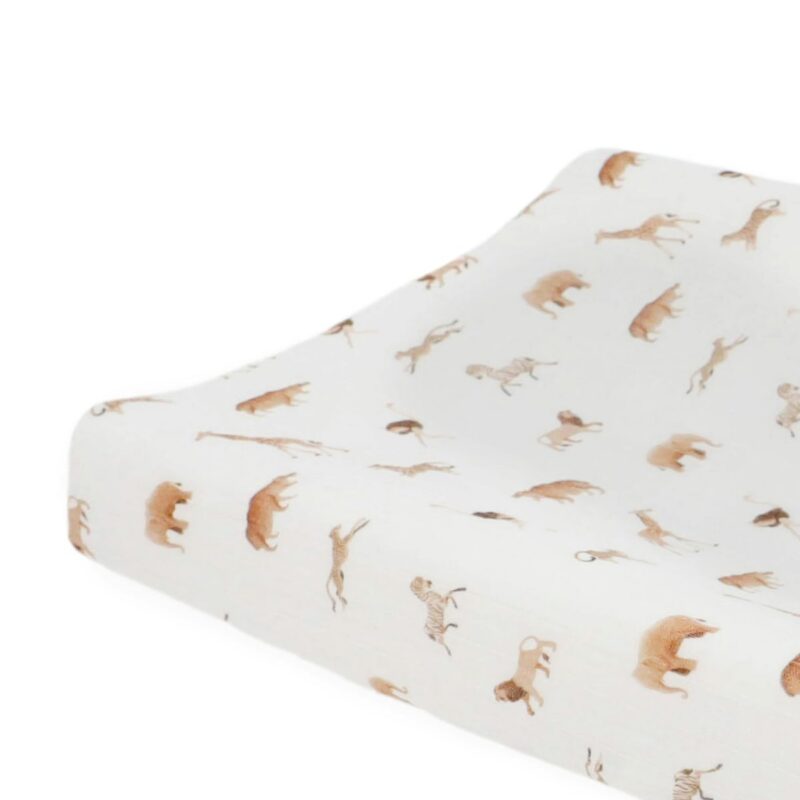 Organic Cotton Muslin Changing Pad Cover - Animal Crackers