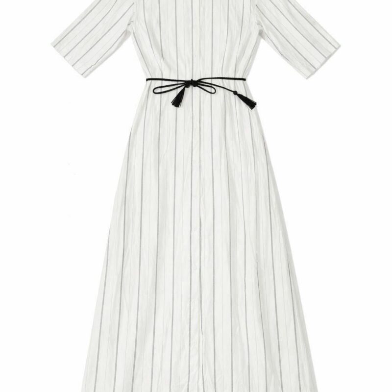 STRIPED SHIRT DRESS WITH BELT