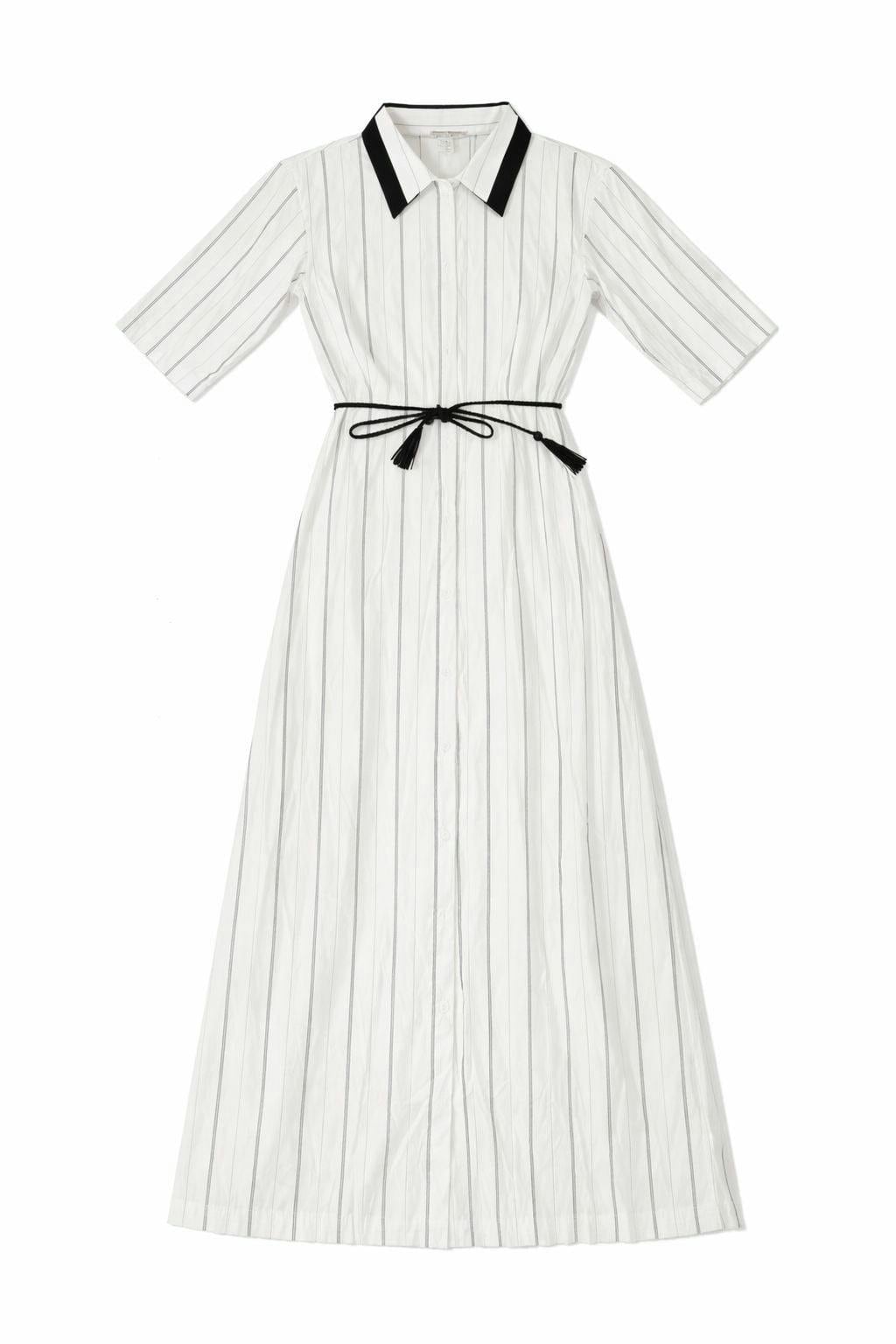 STRIPED SHIRT DRESS WITH BELT