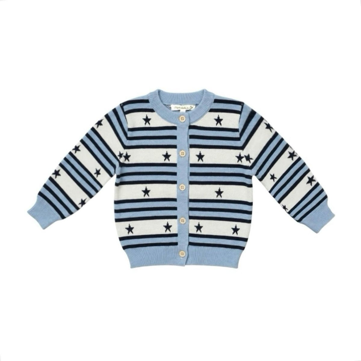 Baby Blue Star Striped Cotton Cardigan