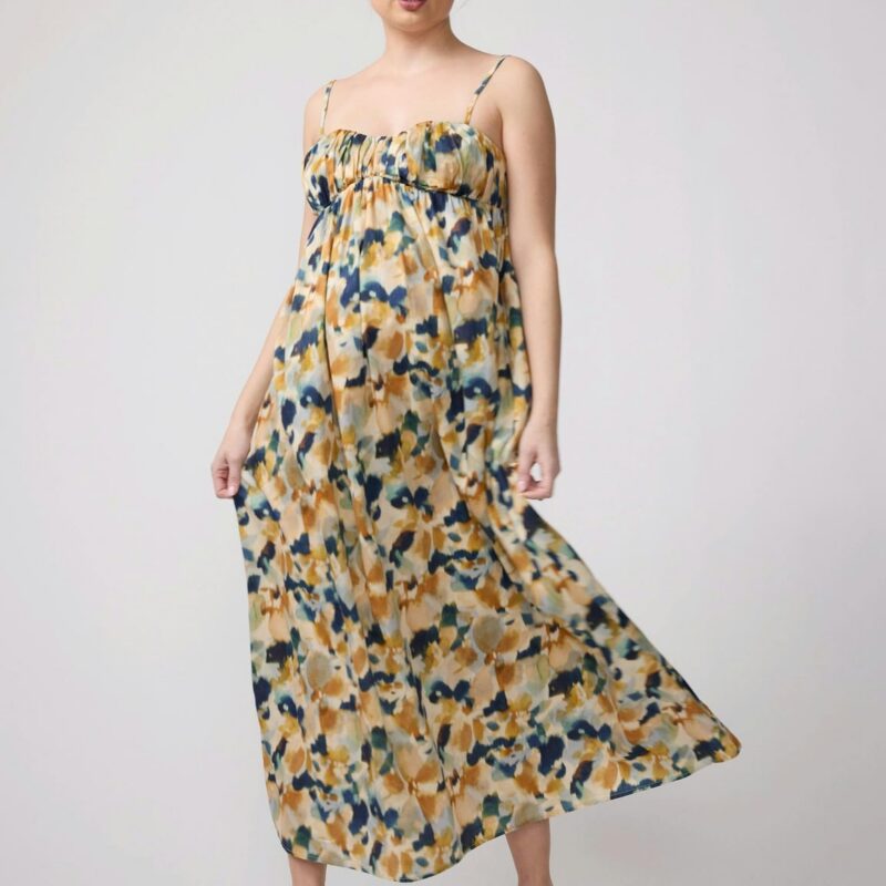 Floral Poplin Sleeveless Maternity Maxi Dress