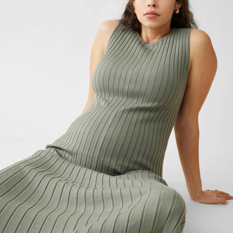A-Line Sweater Knit Maternity Nursing Midi Dress