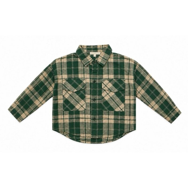 Green Plaid Cotton Button Up Shirt