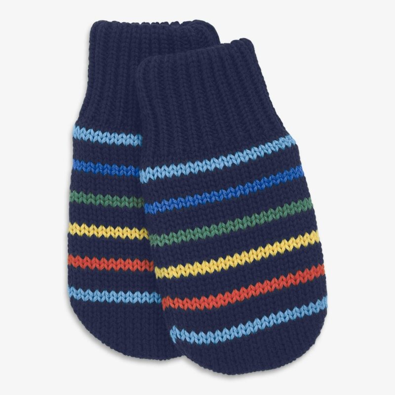 Baby knit mittens in multi-stripe