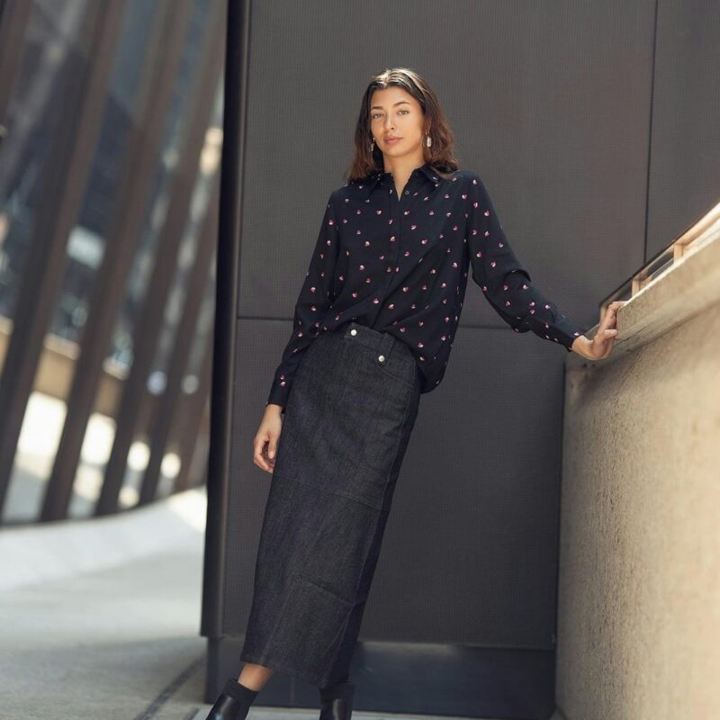 BLACK DENIM SKIRT
