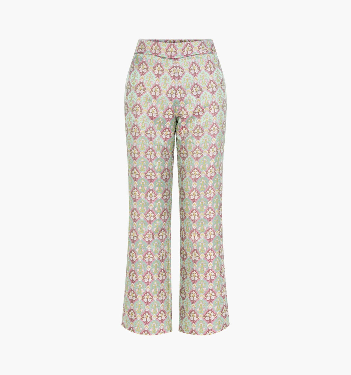 The Annina Pant - Baroque Diamond Block Berry/Green