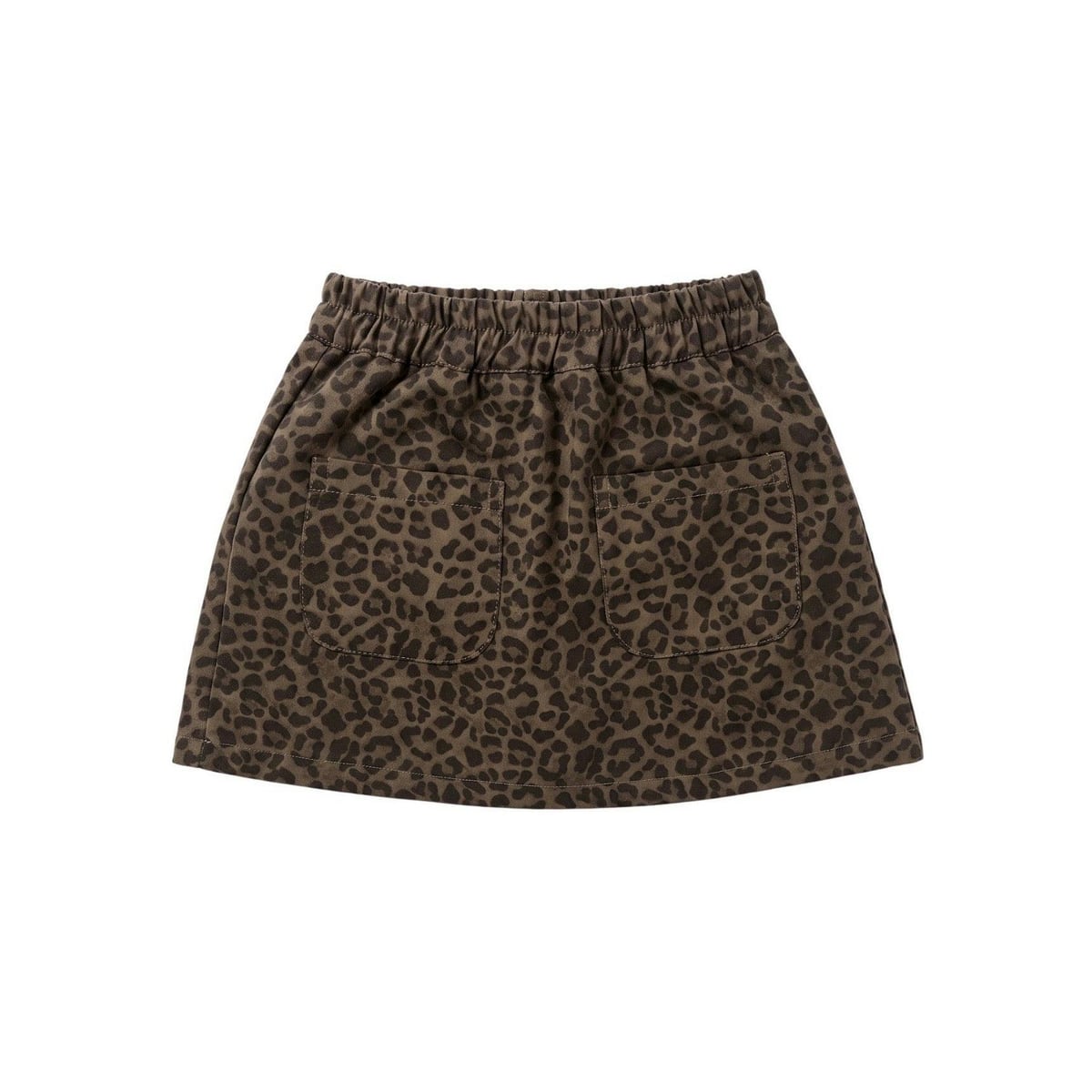 Brown Leopard Front-Pocket Skirt