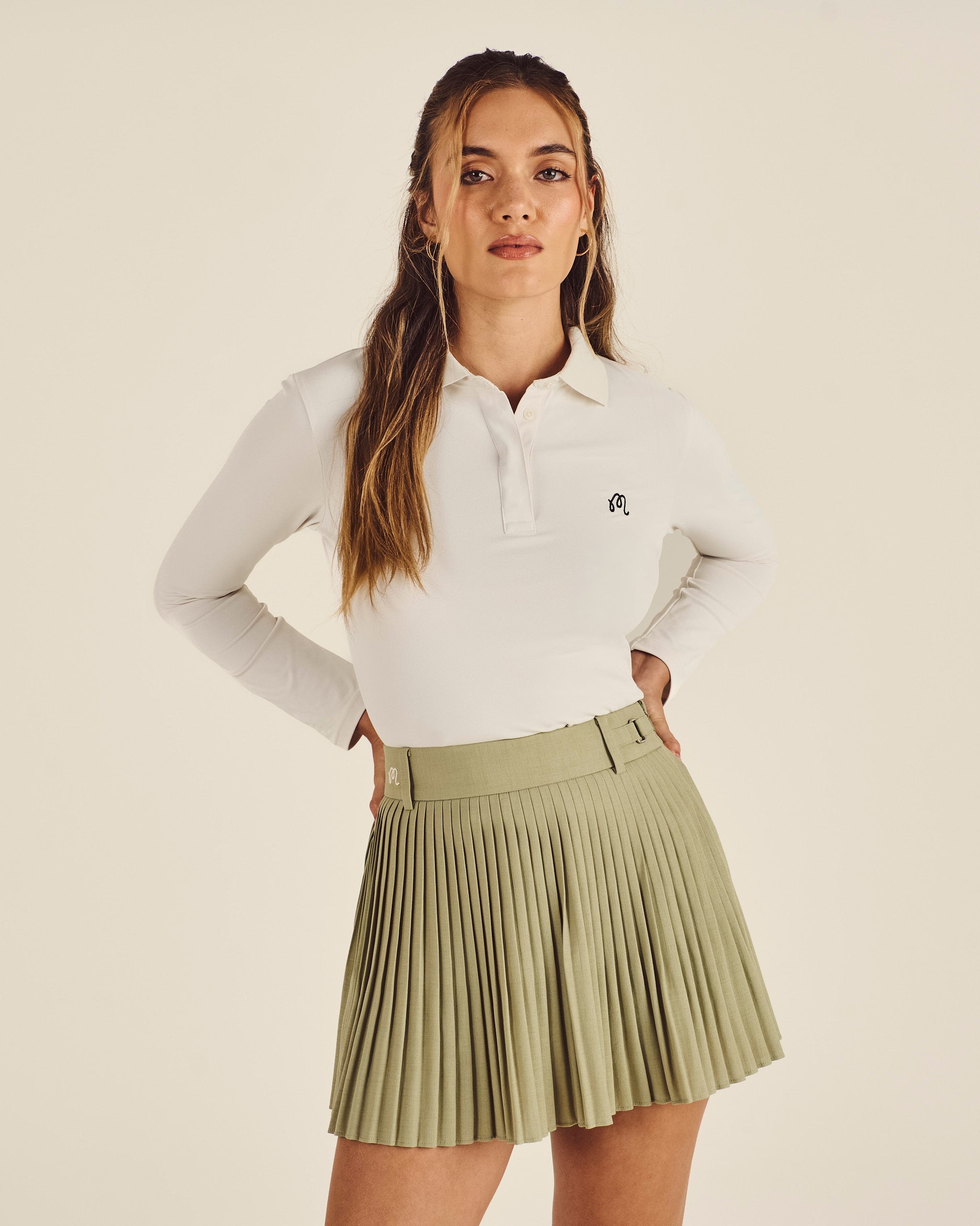 STUDIO SEOUL LINEN BLEND PLEATED SKIRT Malbon