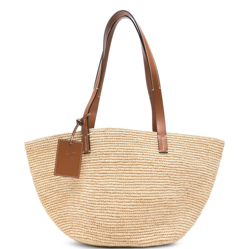 Manebi Basket raffia shoulder bag - Neutrals