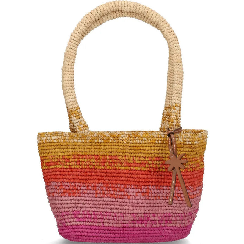 Manebi medium Panier gradient raffia shoulder bag - Pink